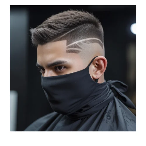 Low taper fade with a ninja face featuring a stylish ninja mask and clean tapered sides
