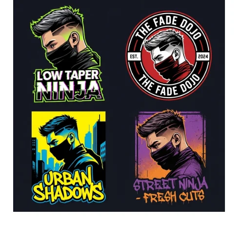 Ninja low taper fade t shirt with stylish haircut graphic and modern streetwear design