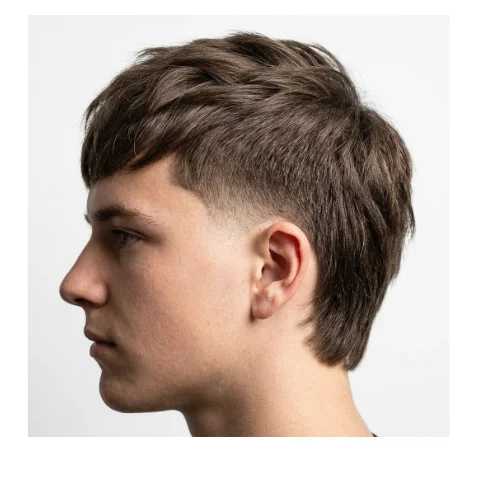 Modern mullet with taper for men featuring short sides, tapered fade, and longer hair in the back