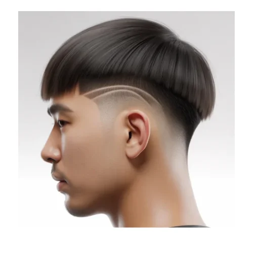 Asian straight hair taper style for men with smooth straight hair on top and clean tapered sides