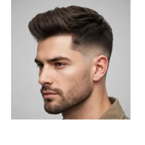 Line up low taper fade wavy hair for men with sharp hairline, natural waves on top, and clean tapered sides