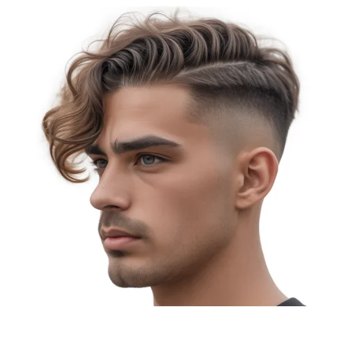 Loose waves fade for men with soft natural waves on top and clean faded sides