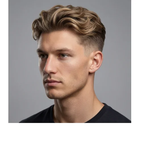 Medium length Low Taper Fade layered hairstyle for men with textured layers and natural volume on top