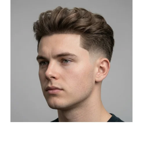 Modern Low Taper Fade Wavy Hair men hairstyle with natural volume