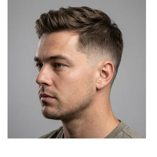 Classic layered haircut for men with natural layers and clean traditional style