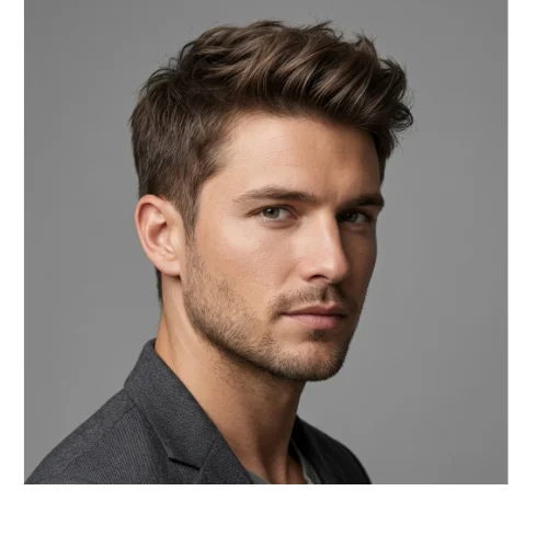 Easy layered haircut for men with soft layers and natural hair texture
