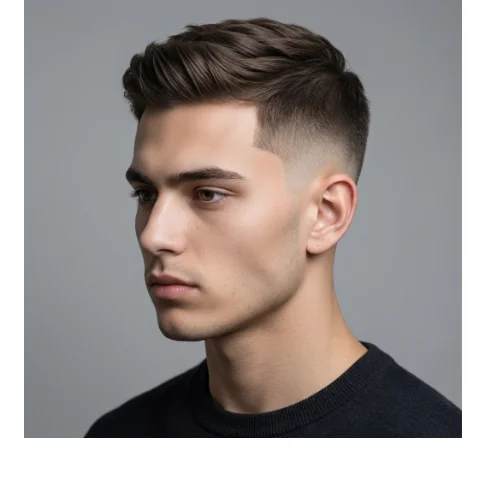 Clean tapered hairstyle for men with neatly styled hair on top and smooth taper fade