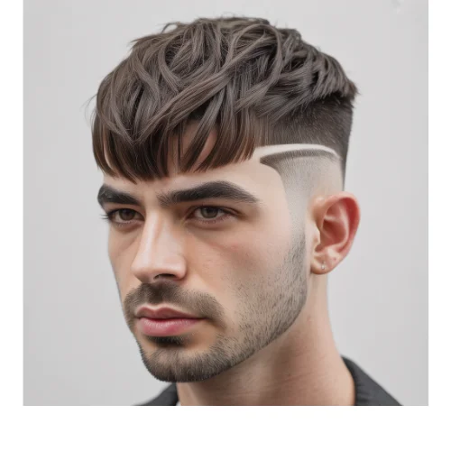Fringe style haircut for men with taper fade and textured fringe on the front