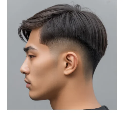 Trendy Asian Middle Part haircut with taper fade sides
