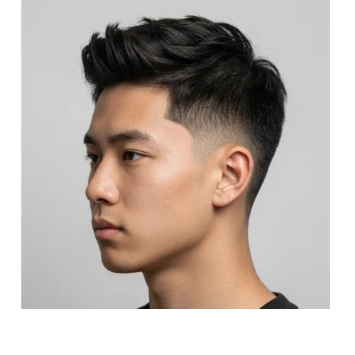 Stylish Asian hairstyle with clean Low Taper Fade for men