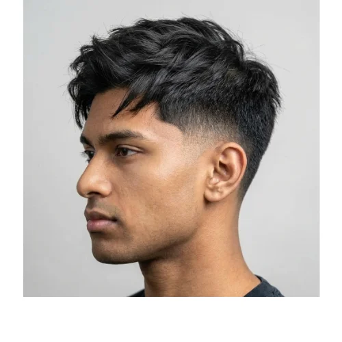 Asian textured hairstyle with Low Taper Fade for men