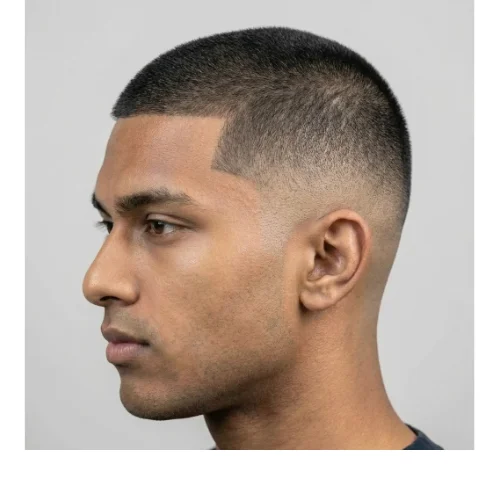 Low Taper Fade Buzz Cut with Clean Skin Fade for men