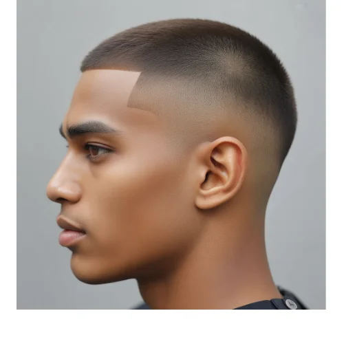 Fresh Low Taper Fade Buzz Cut with even buzz length for men