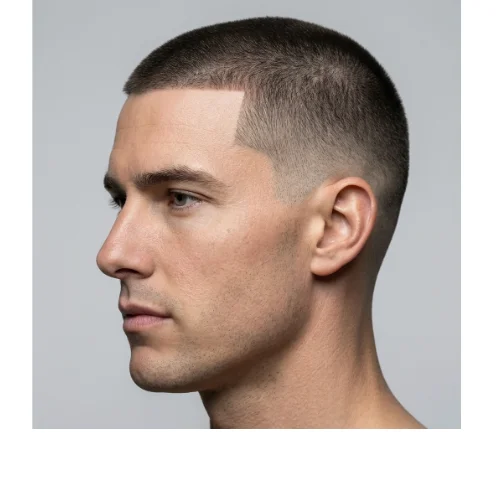 Low Taper Fade Buzz Cut with Sharp Edges and Taper for men