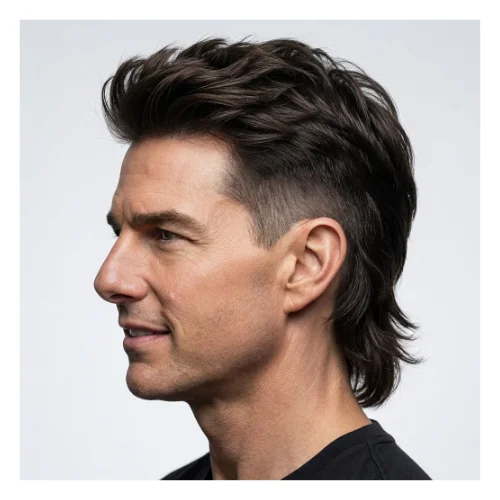 Low Taper Fade Mullet Classic Modern hairstyle for men, featuring a clean fade with long back hair styled in a timeless modern look.