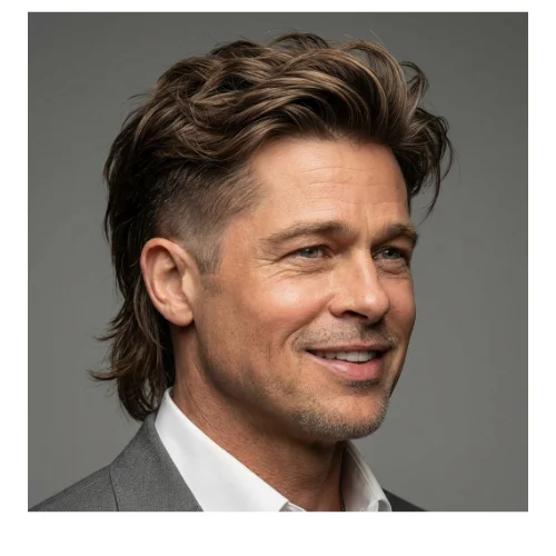 Low Taper Fade Mullet layered hairstyle for men, featuring a clean fade with textured, layered long back hair.