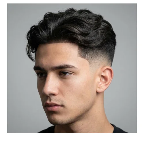 Low Taper Fade middle part undercut hairstyle with sharp undercut sides and neatly parted top