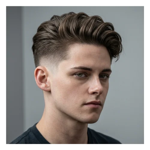 Low Taper Fade middle part skin fade hairstyle with shaved sides and neatly parted top