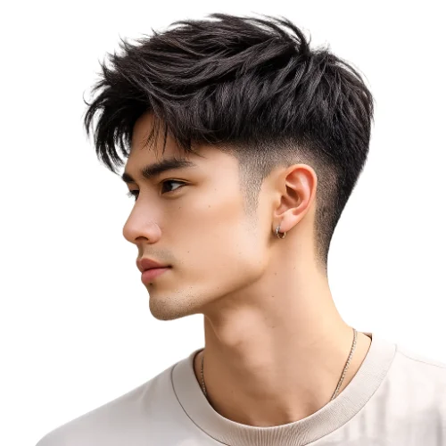 Low Taper Fade Straight Hair for Thick featuring thick straight hair with a clean low taper fade and a full, textured top for a stylish appearance.