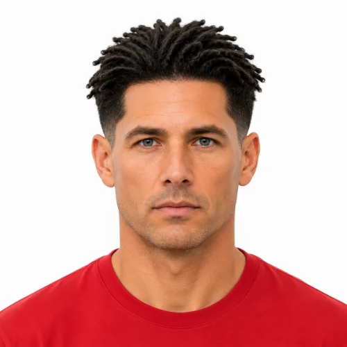 Low Taper Fade Straight Hair For Front View highlighting the clean hairline, straight hair, and precisely blended low taper fade from the front.