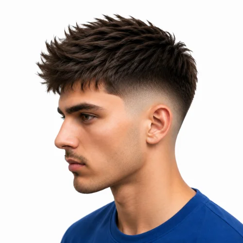 Low Taper Fade Straight Hair with Long on Top featuring longer straight hair on top paired with a smooth low taper fade for a stylish contrast.