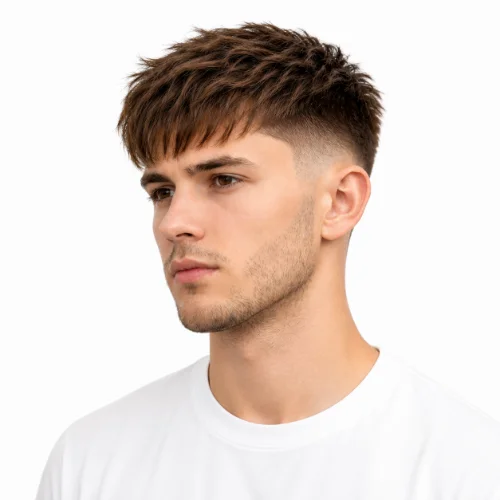 Low Taper Fade Straight Hair With Textured Crop featuring a textured crop haircut with straight hair and a clean low taper fade for added definition.
