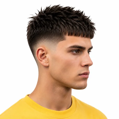 Low Taper Fade Straight Hair For Edgar featuring the iconic Edgar haircut with straight hair, a blunt fringe, and a sharp low taper fade.