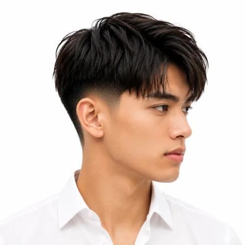 Asian man with a low taper fade and two block haircut