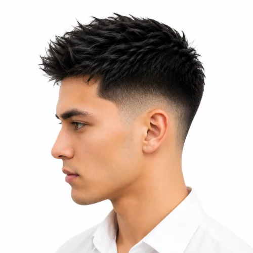 Asian man with short hair and a low taper fade haircut