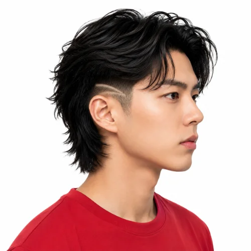 Asian man with a low taper fade and shaved hair design