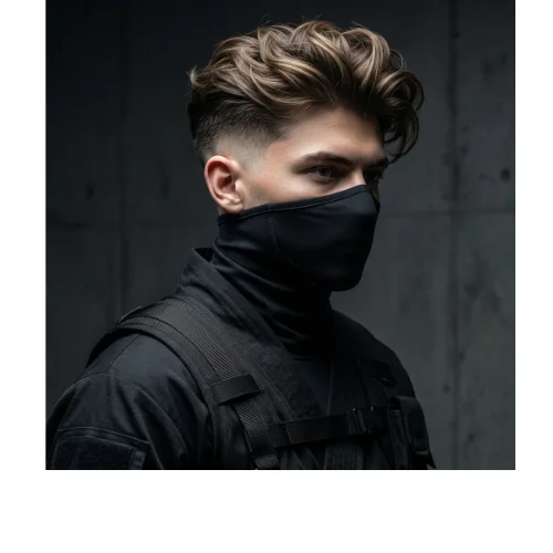 Trendy low taper fade ninja hairstyle with modern texture and clean faded sides