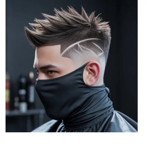 Low taper fade ninja with spiky hair and clean faded sides with textured top