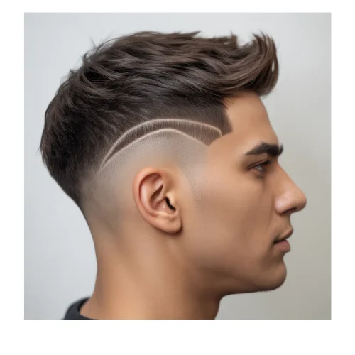 Man with a low taper fade for thick hair in a classic style, featuring a clean gradual fade on the sides with neatly styled voluminous hair on top.