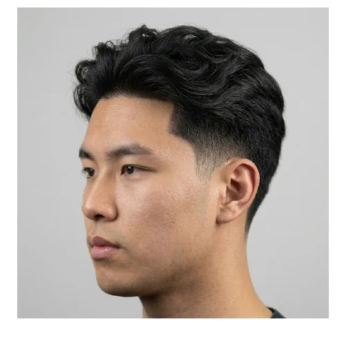 Low taper fade textured casual everyday hairstyle for men with a natural and relaxed look