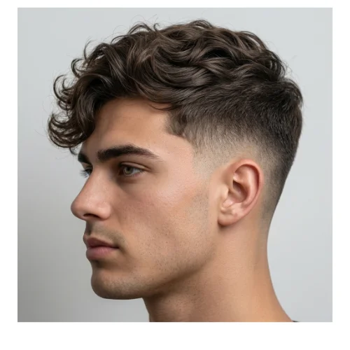 Low taper fade textured fresh hairstyle with clean edges and natural volume on top