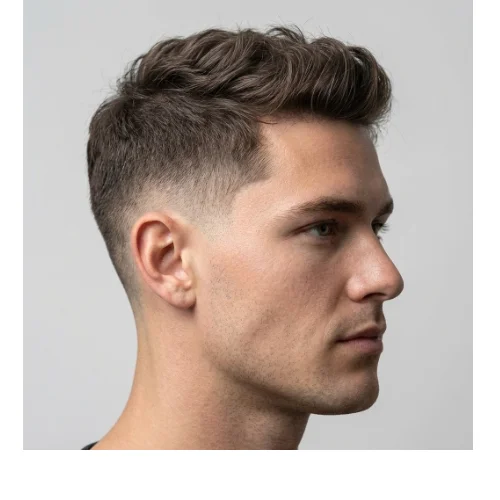 Low Taper Fade Thin Hair – clean fade with textured top for fine hair.