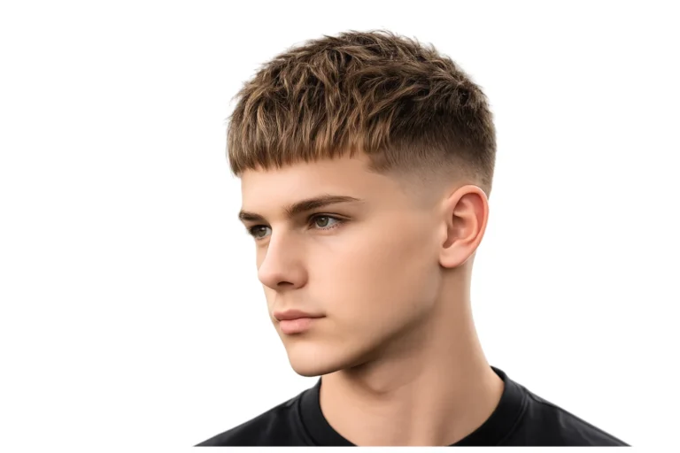 Low taper fade French crop hairstyle for men clean modern textured fringe look