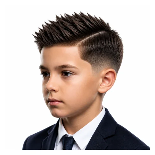 Low taper fade with spiky hair for kids, featuring playful textured spikes and clean faded sides for a fun look