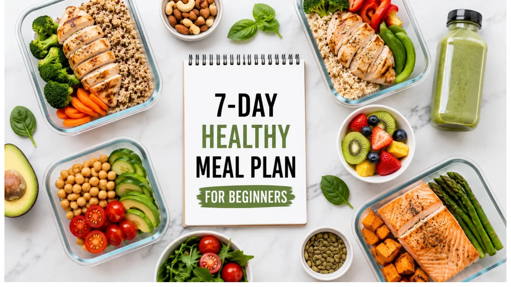 7-Day Healthy Meal Plan for Beginners with Healthy Meals and Snacks