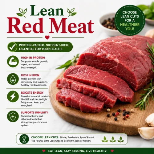 Lean red meat as a rich source of iron for women and overall health