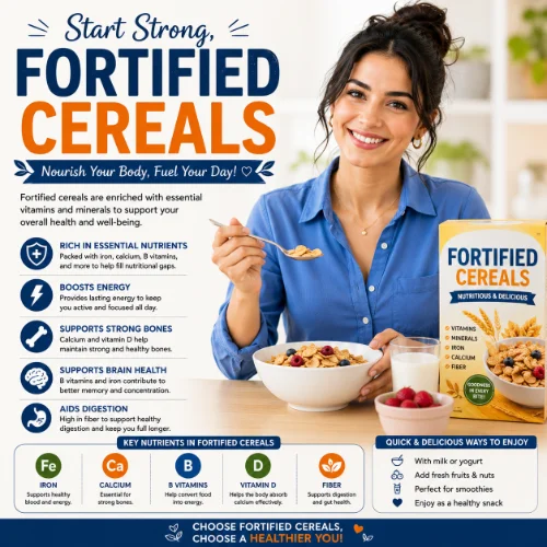 Fortified cereals enriched with iron and essential vitamins for better nutrition