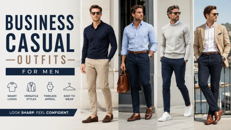 Business casual outfit for men featuring a blazer, dress shirt, chinos, and loafers for a smart and professional look.