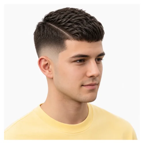 Professional low taper fade side part haircut with a neat side part and clean faded sides for a polished business look