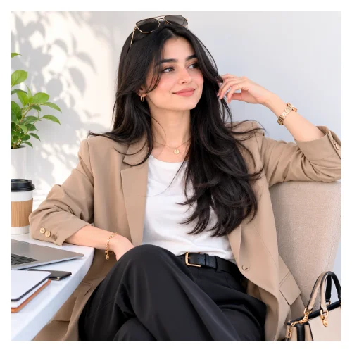 Relaxed business casual outfit featuring smart yet comfortable clothing for work and everyday style