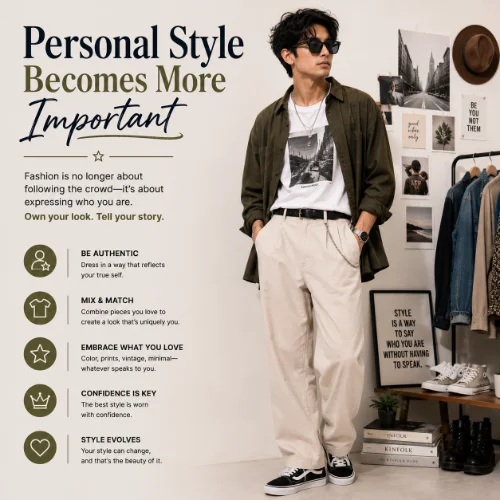 Individual fashion style featuring unique clothing choices that reflect personality and confidence