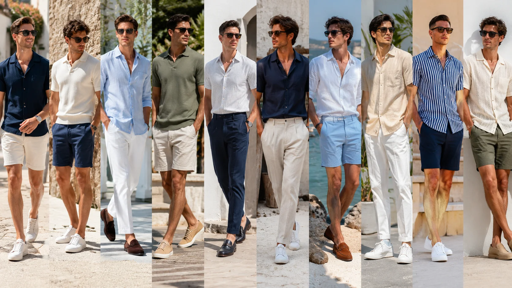 Men's summer outfit featuring lightweight clothing, breathable fabrics, and a stylish warm-weather look